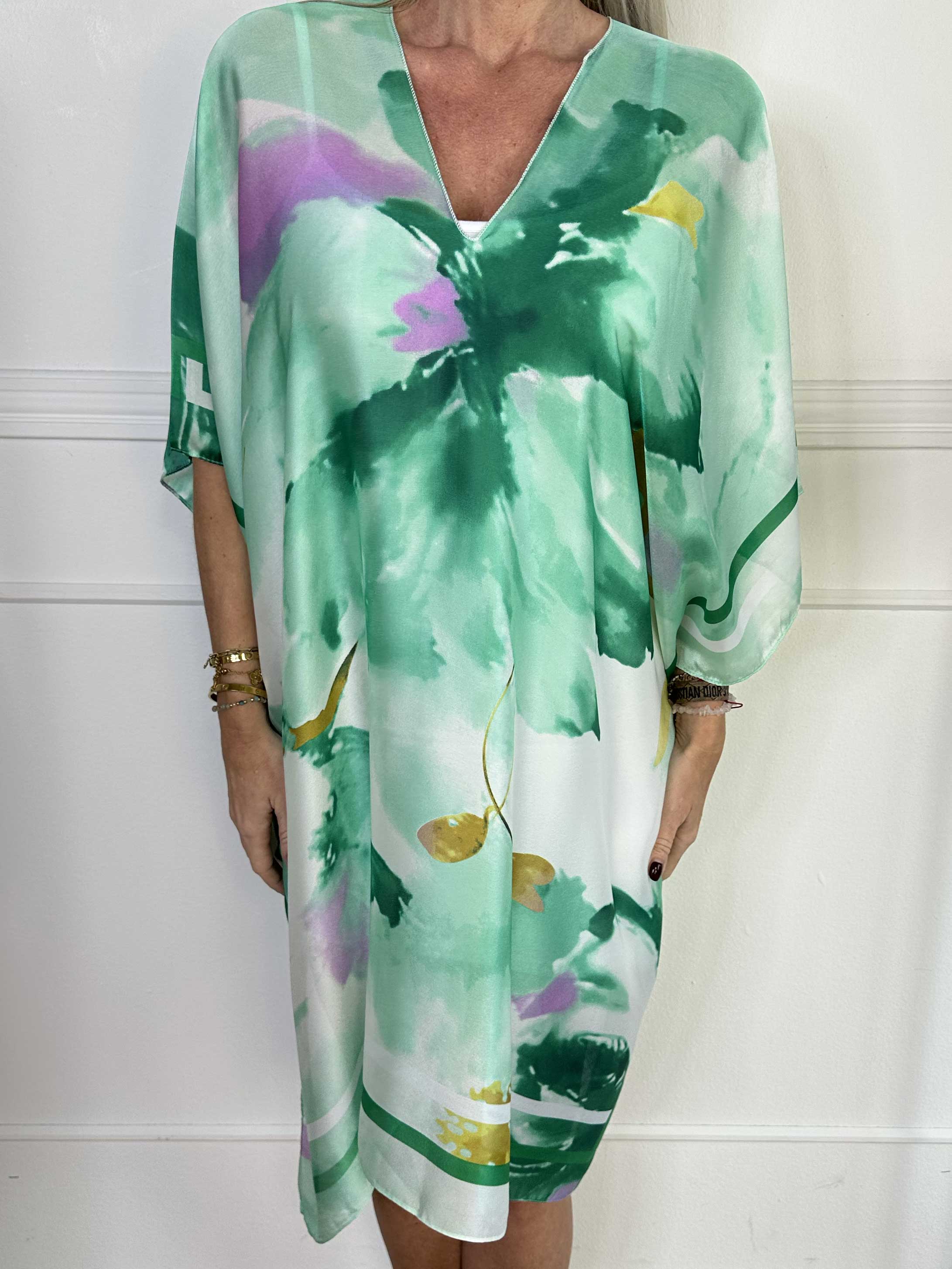 Maggie - Mångfärgad tunika i mjuk viskos och siden